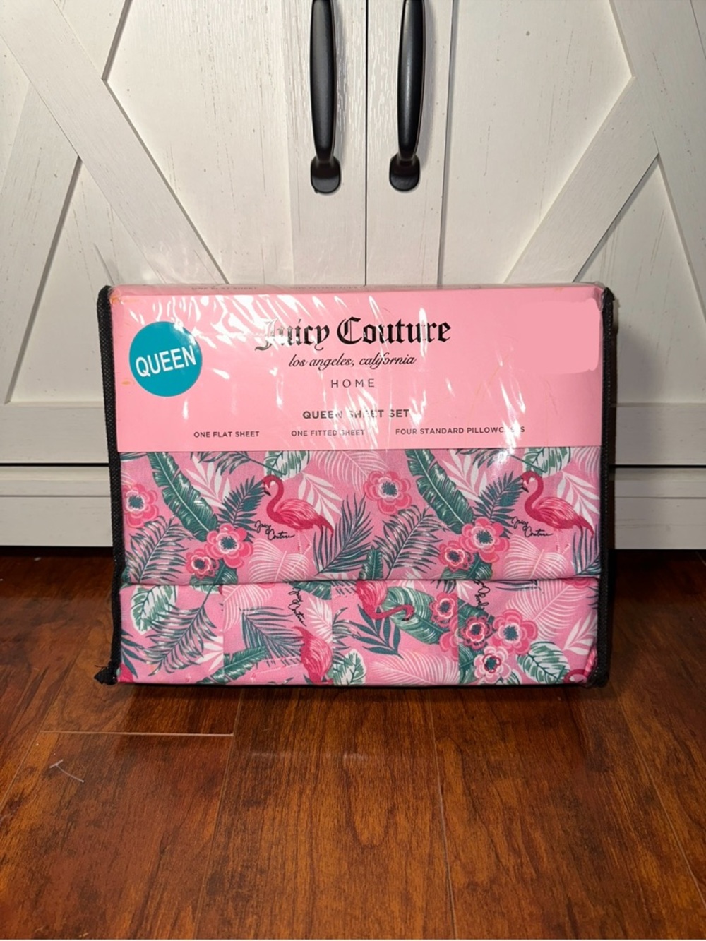 Juicy Couture Pink Tropical Flamingo Queen Sheet Set